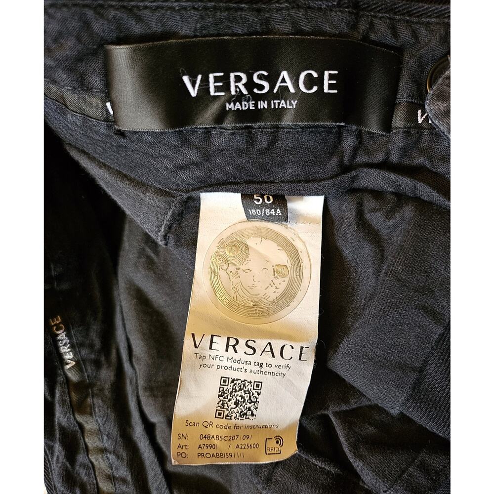 Versace Collection Mens Straight Leg Dress Pants Black EUR 50 Made In Italy 1a - Picture 4 of 8